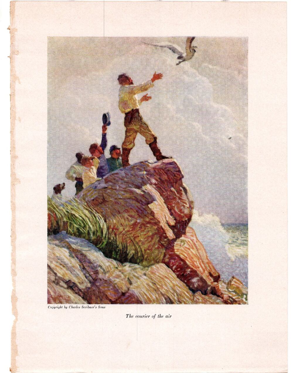 The Mysterious Island Illustration The Courier of the Air NC Wyeth Jules Verne